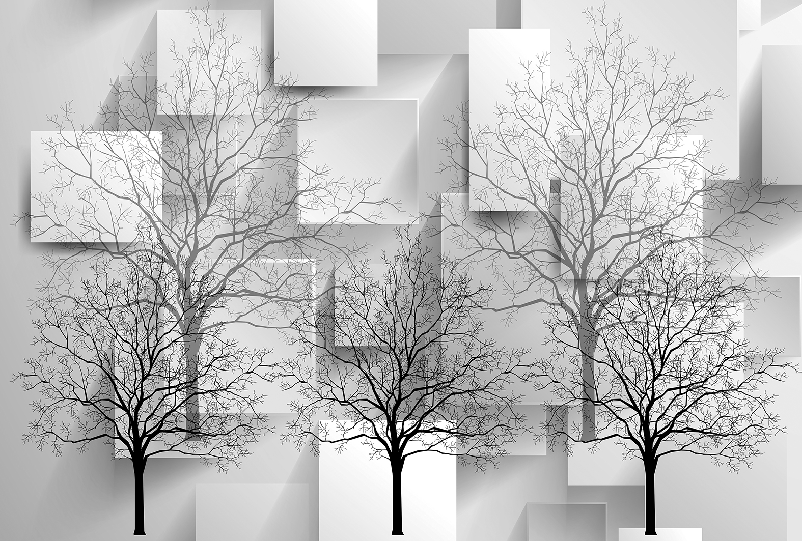 Фотообои Photostena 3D деревья в черно-белом 4,08 x 2,7 м led rplr 160 4 8m 240v m r g b y wh f b w o flash на белом проводе без силового шнура