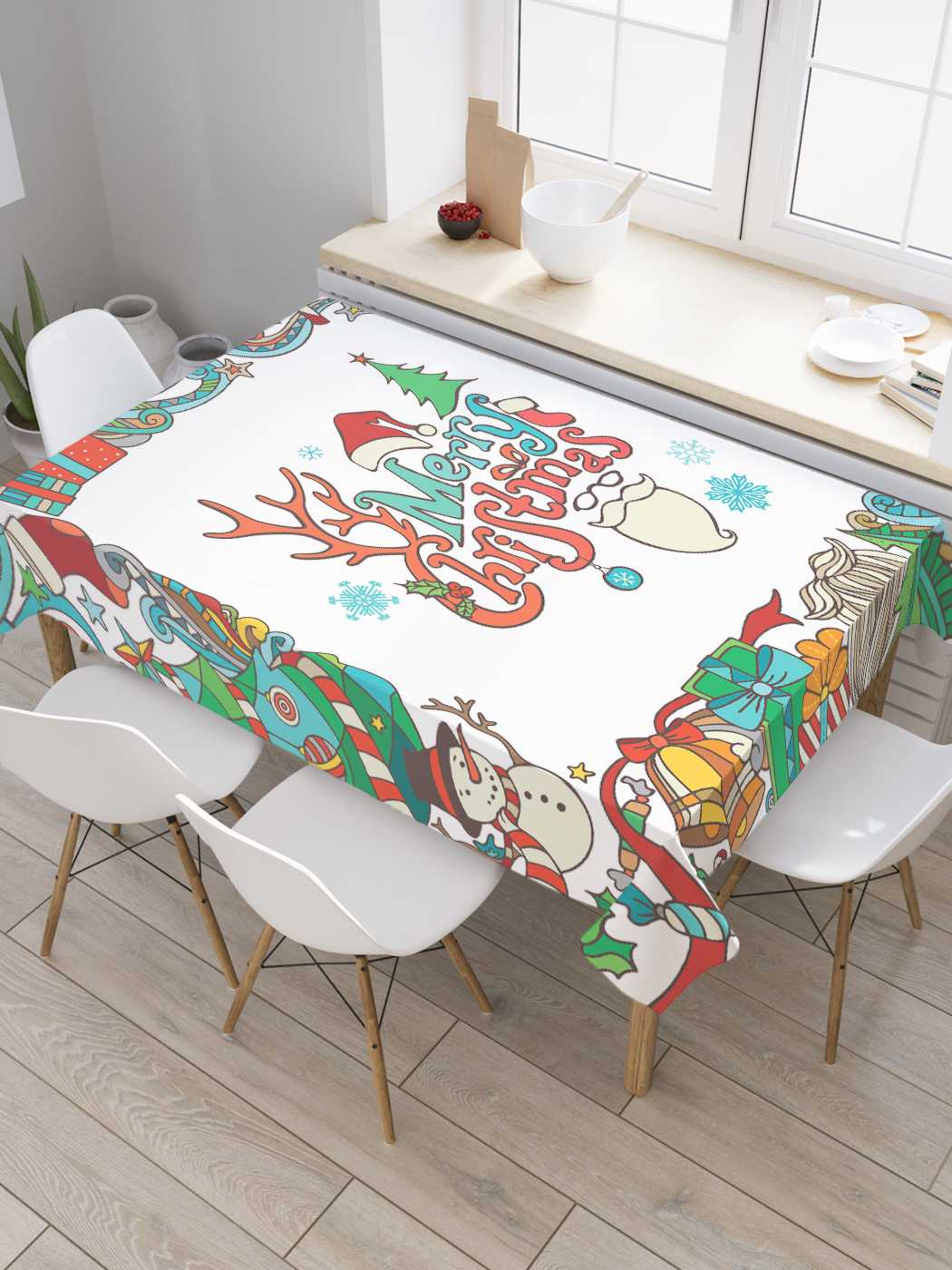 

Скатерть прямоугольная JoyArty "Рождество дудл" из оксфорда, 180x145 см, Зеленый, Рождество дудл