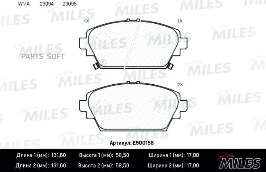 MILES E500158 Колодки тормозные передние (Смесь CERAMIC) NISSAN PRIMERA (P12) 02/ALMERA TI