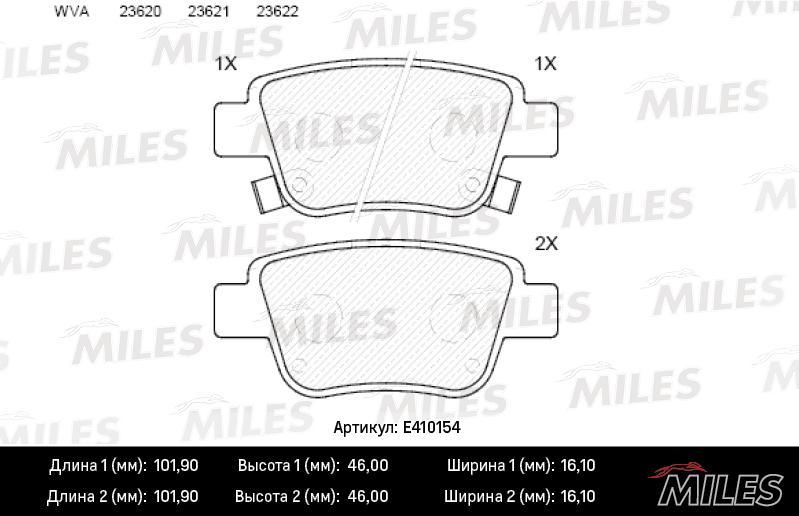 

Колодки тормозные Toyota Avensis 03-, Corolla Verso 04- задние Low-metallic MILES E410154