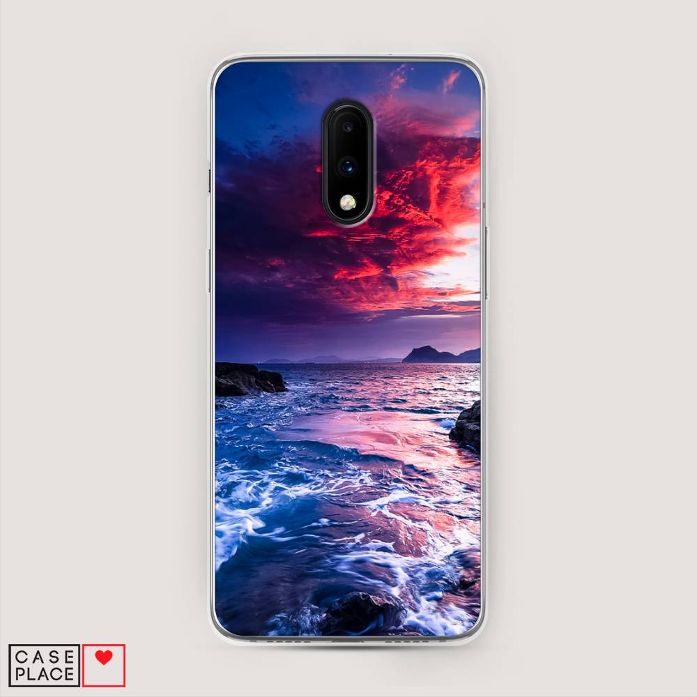 

Чехол Awog на OnePlus 7 / ВанПлас 7 "Волны 1", Розовый;синий, 150750-4