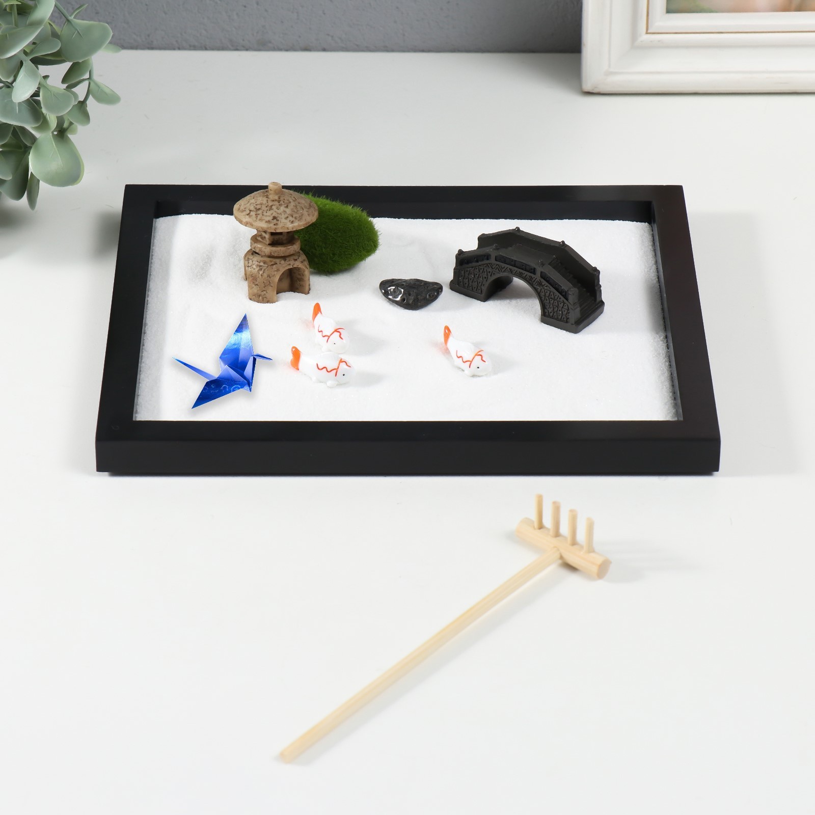 

Сад Дзен "Мостик и оригами" белый песок 1,2х21,5х17,5 см