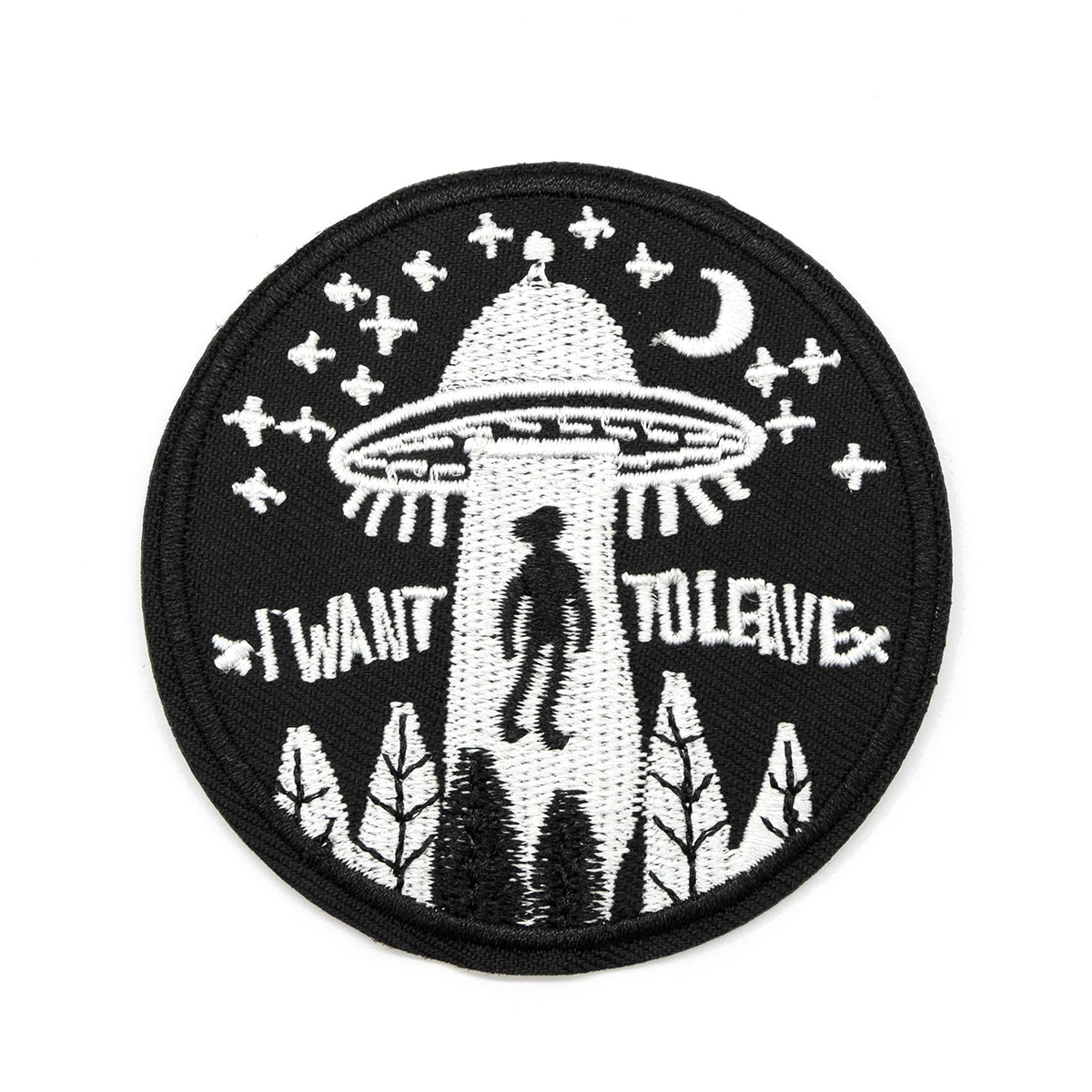 

Термоаппликация 'Летающая тарелка I want to leave', 7,6*7,6см, Hobby&Pro, Черный