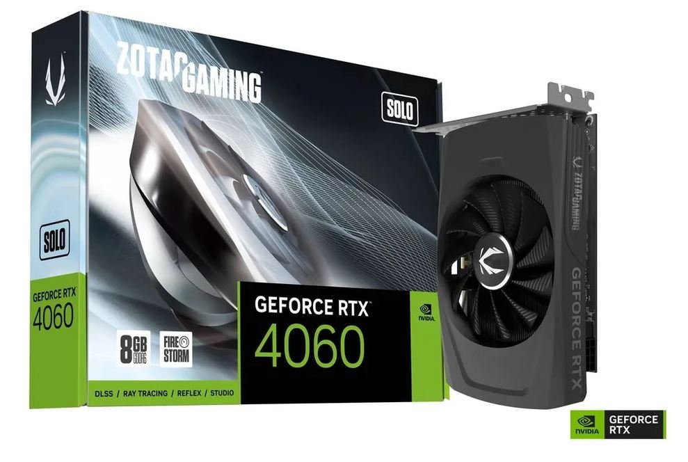 Видеокарта ZOTAC GeForce RTX 4060 SOLO 8 ГБ (ZT-D40600G-10L)