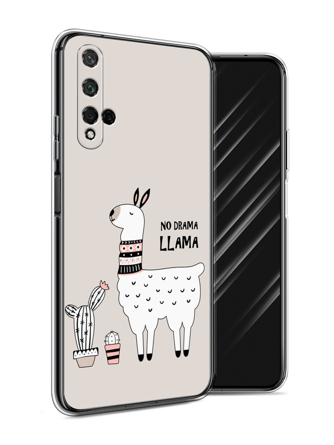 

Чехол Awog на Honor 20 "No drama LLama", Бежевый;серый;белый, 69550-2