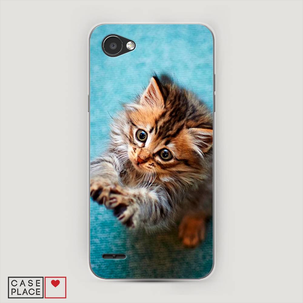 

Чехол Awog на LG Q6 "Котенок просит есть", Голубой;коричневый;белый, 83150-2