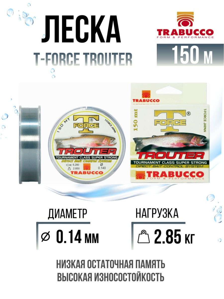 Монолеска Trabucco T-Force Trouter 150m Light Grey 0.140mm/2.85kg