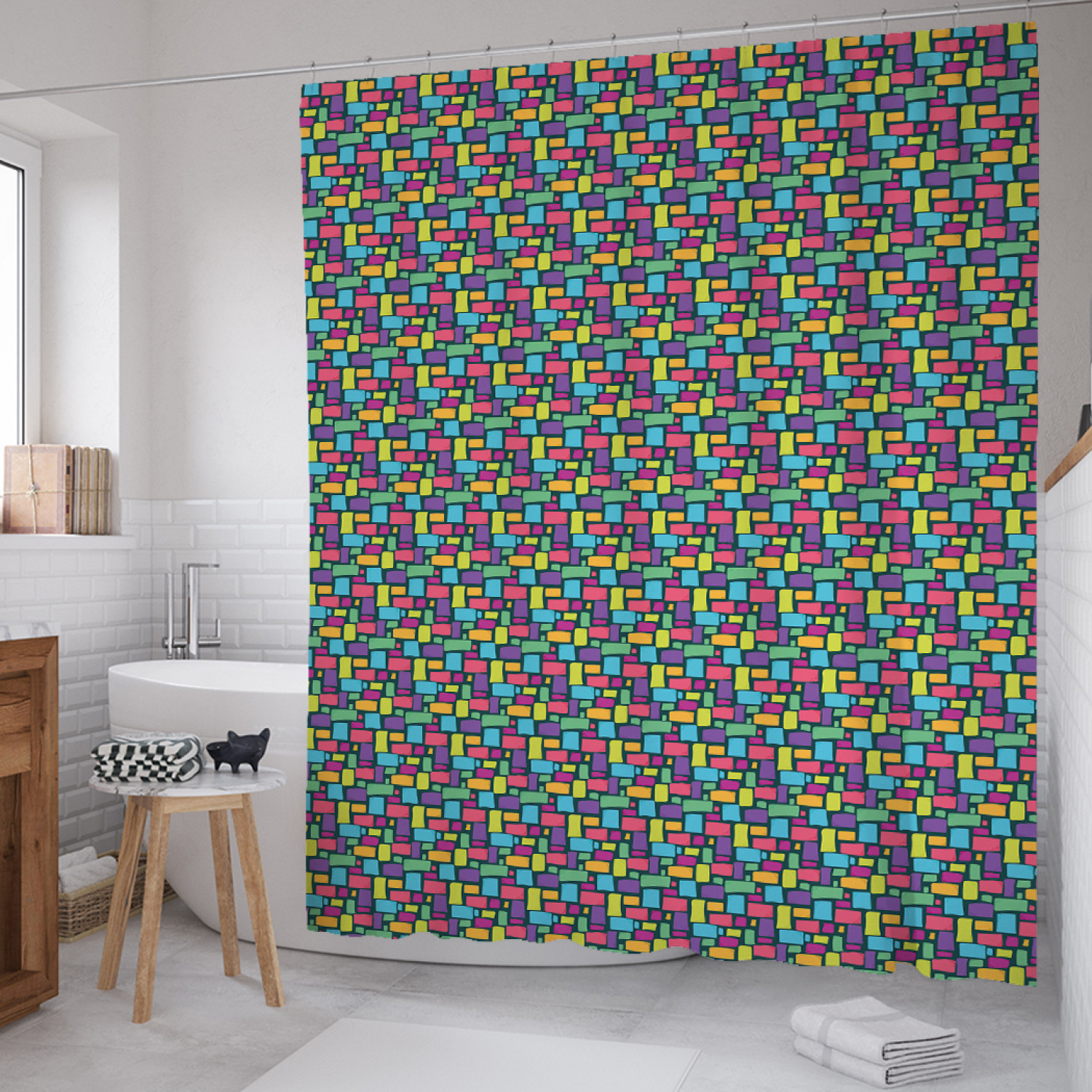 

Штора для ванной JoyArty "Хаотичное плетение" из сатена, 180х200 см с крючками, Хаотичное плетение