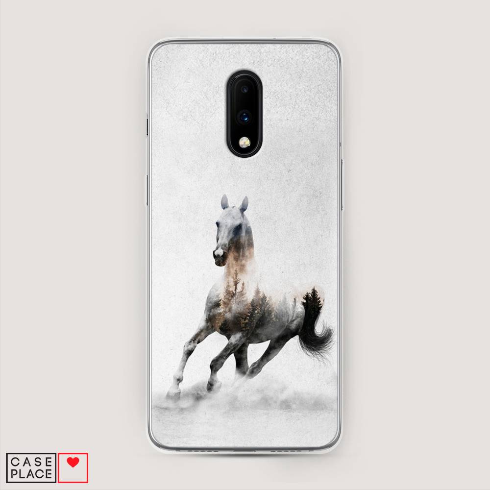 

Чехол Awog на OnePlus 7 / ВанПлас 7 "Лошадь лес", Серый;черный, 150750-2