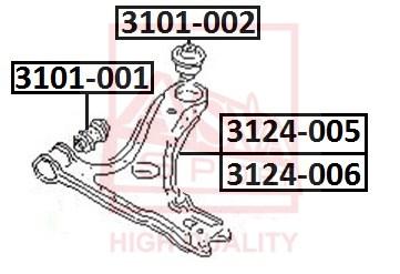 

Сайлентблок рычага подвески VW Golf III/Polo Classic/Vento 91>02 ASVA 3101002