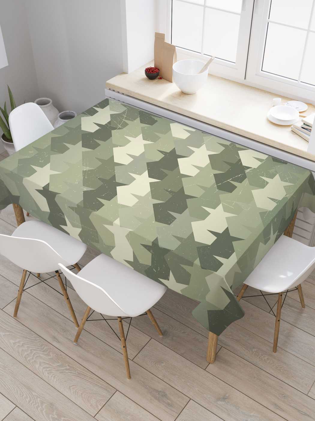 

Скатерть прямоугольная JoyArty "Военная палатка" из оксфорда, 180x145 см, Серый, Военная палатка