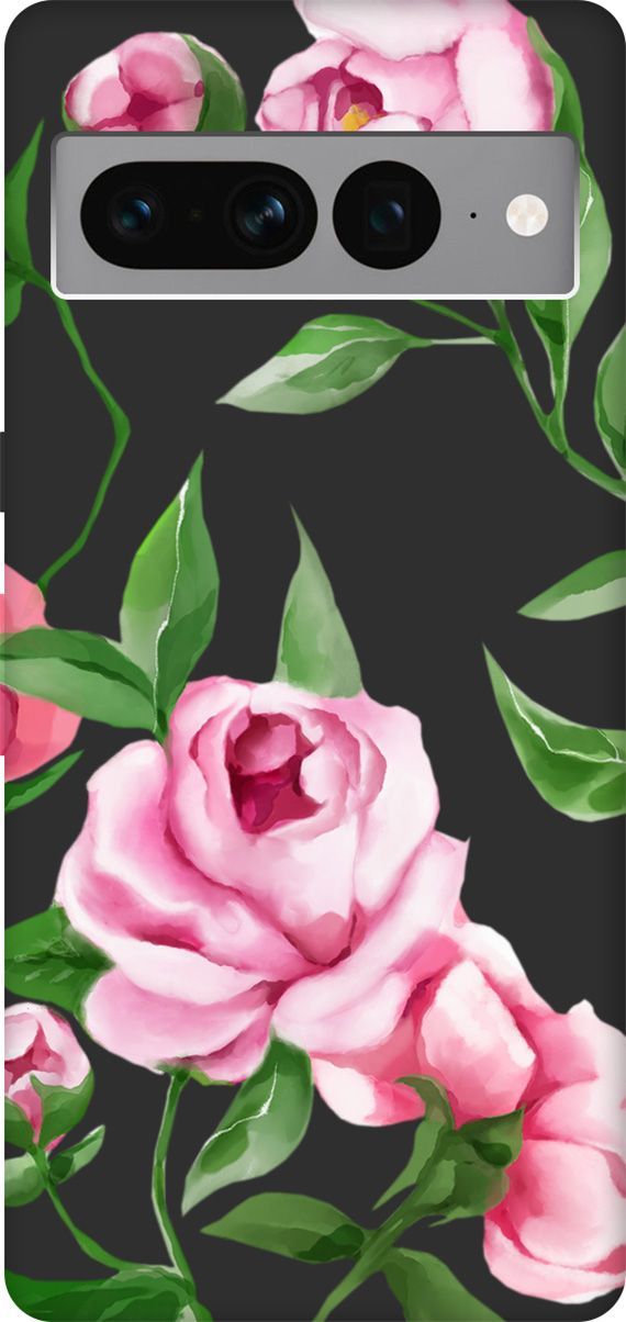 

Чехол на Google Pixel 7 Pro с 3D принтом "Amazing Peonies" черный, Черный;зеленый, 159190