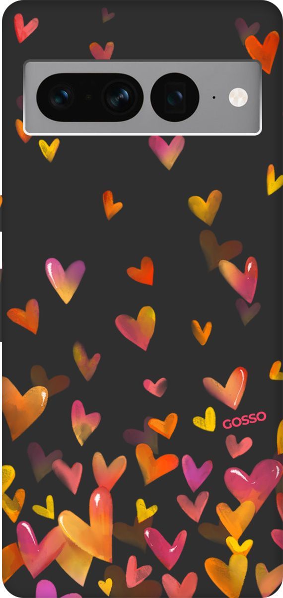 

Чехол на Google Pixel 7 Pro с 3D принтом "Flying Hearts" черный, Черный;желтый, 159190
