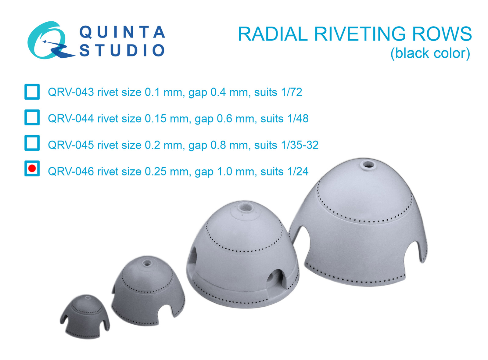 Радиальные клепочные ряды Quinta Studio 1/24 размер клепки 0 25 mm интервал 1 0 QRV-046