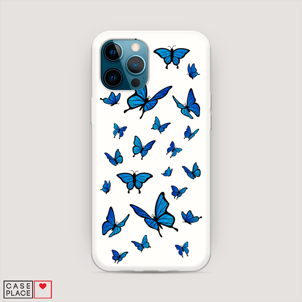 

Матовый силиконовый чехол "Синие бабочки" на Apple iPhone 12 Pro, 12857-1