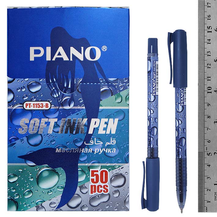 Ручка шариковая Piano РТ-1153 синяя 0.5 мм, масленая основа, игольчатый наконечник
