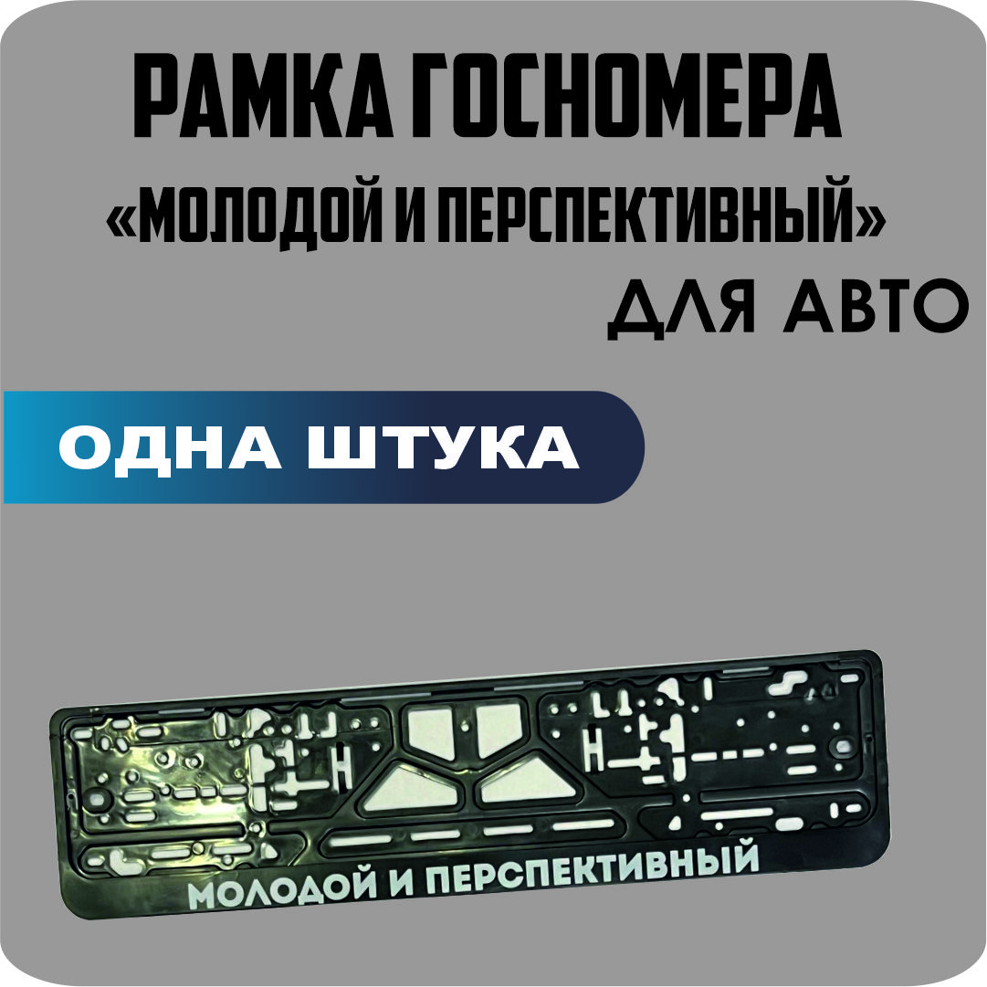 

Рамка для номеров автомобиля "Молодой и Перспективный" 1шт.