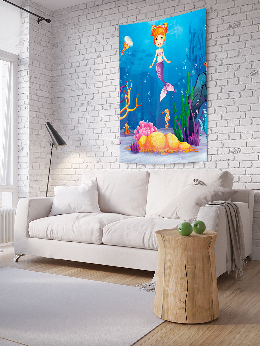 

Вертикальное фотопанно JoyArty Русалка на морском дне, из ткани, 100х150 см
