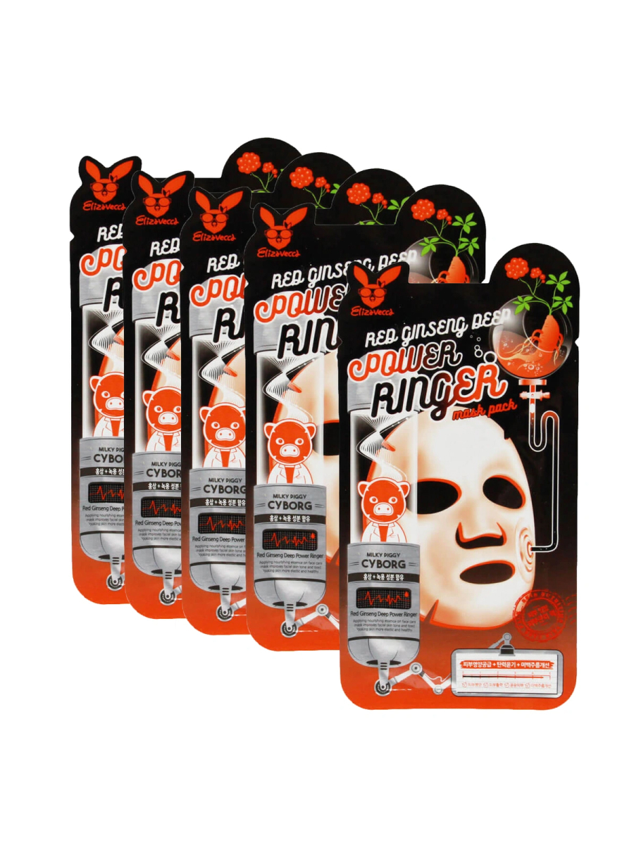 

Маска Elizavecca с экстрактом красного женьшеня Power Ringer Mask Pack 23 мл, Power Ringer Mask Pack Red Ginseng Deep