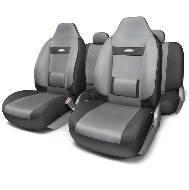 

AUTOPROFI COM-1105H BKD.GY (M) чехлы для сиденья COMFORT, карман, 6 молний, чёрн.т.серый,