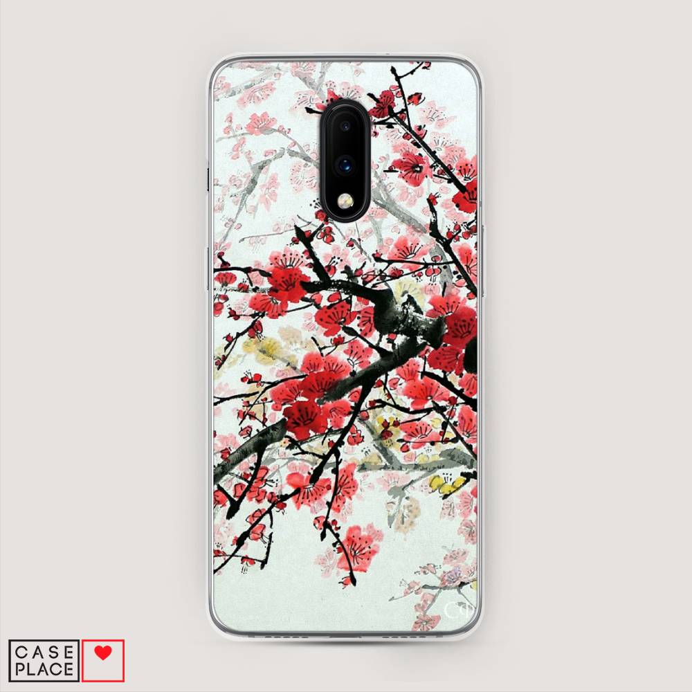 

Чехол Awog на OnePlus 7 / ВанПлас 7 "Сакура", Розовый;черный, 150750-4