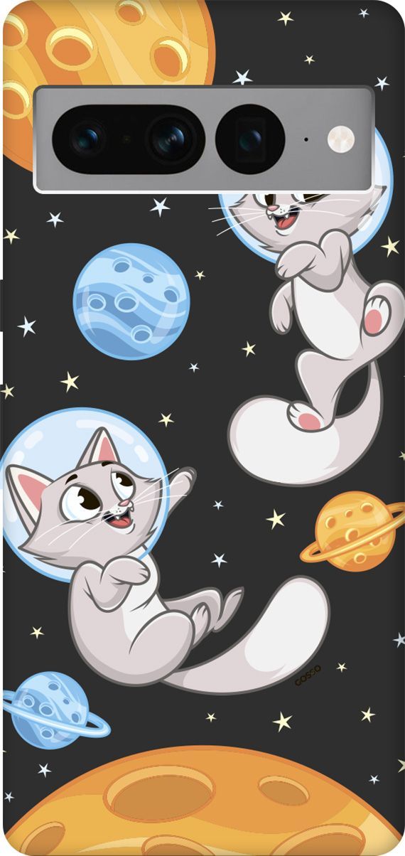 

Чехол на Google Pixel 7 Pro с 3D принтом "CosmoCats" черный, Черный;серый, 159188