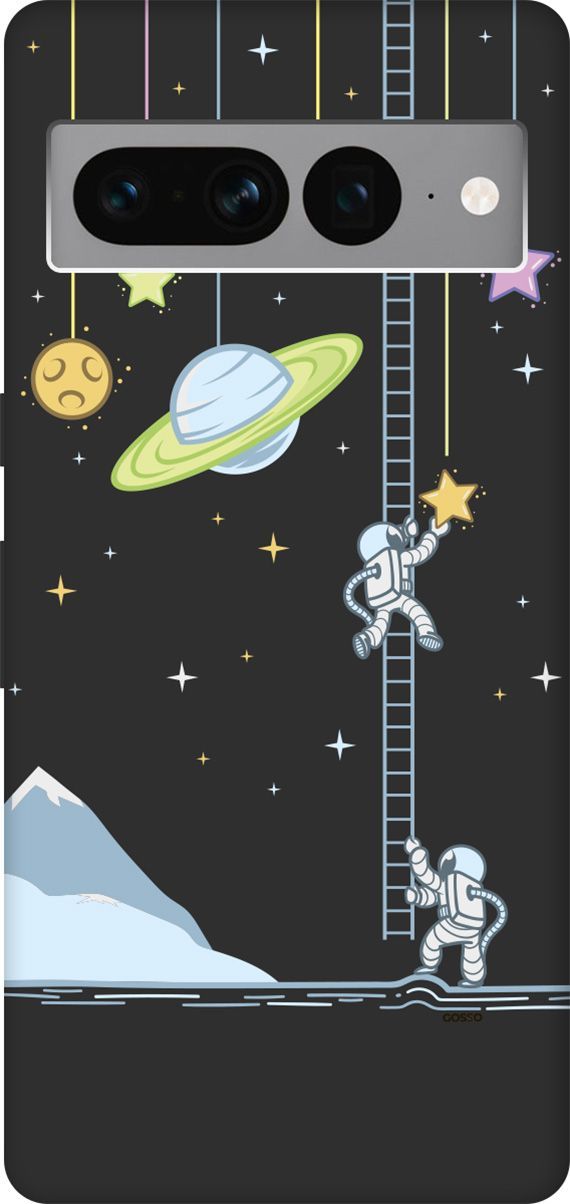 

Чехол на Google Pixel 7 Pro с 3D принтом "Ladder into Space" черный, Черный;белый, 159188