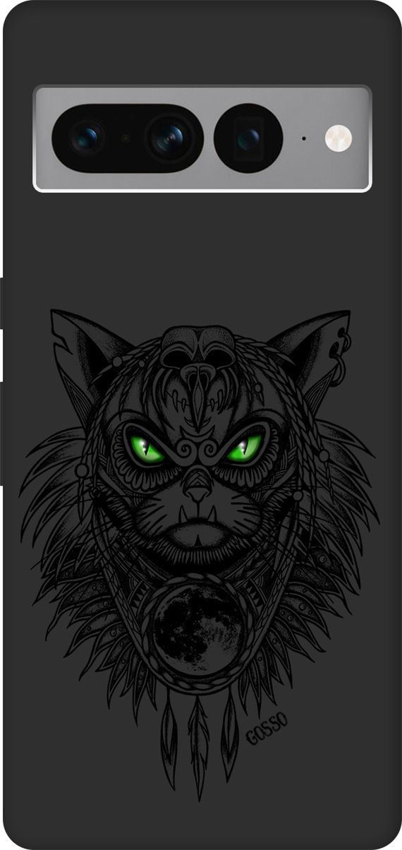 

Чехол на Google Pixel 7 Pro с 3D принтом "Shaman Cat" черный, Черный;зеленый, 159188