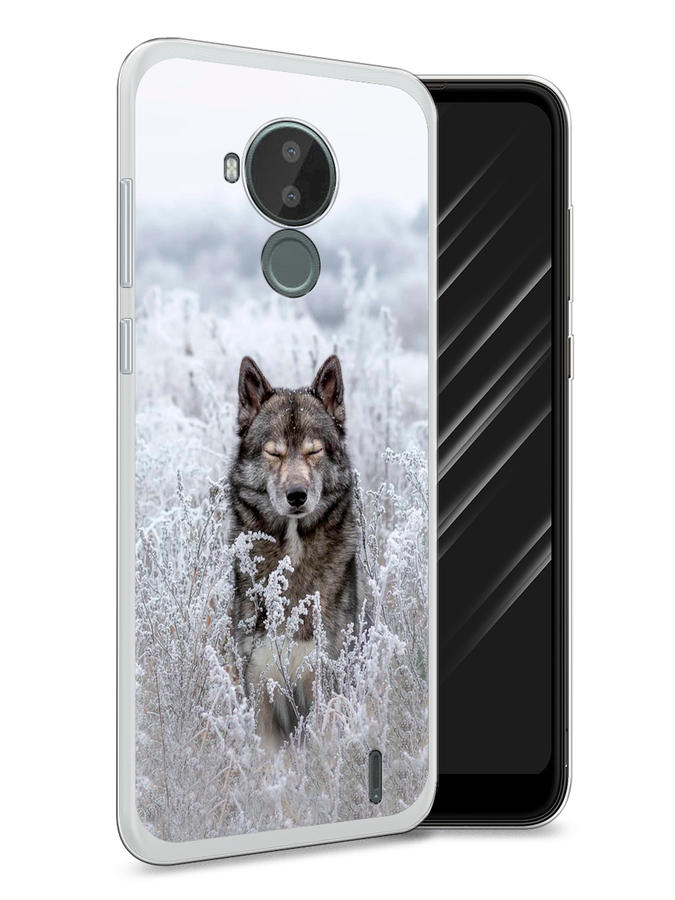 

Чехол Awog на Nokia C30 / Нокиа C30 "Волк в поле", Белый;черный, 124850-1