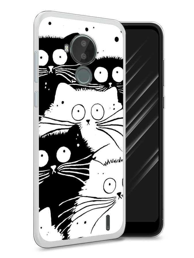 

Чехол Awog на Nokia C30 / Нокиа C30 "Коты черно-белые", Черный;белый, 124850-2