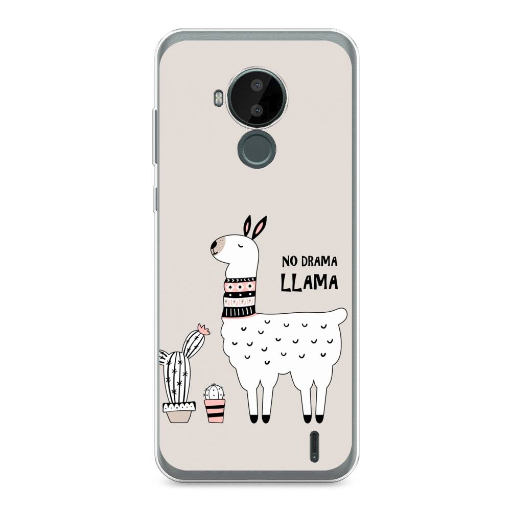 

Чехол Awog на Nokia C30 / Нокиа C30 "No drama LLama", Бежевый;серый;белый, 124850-2