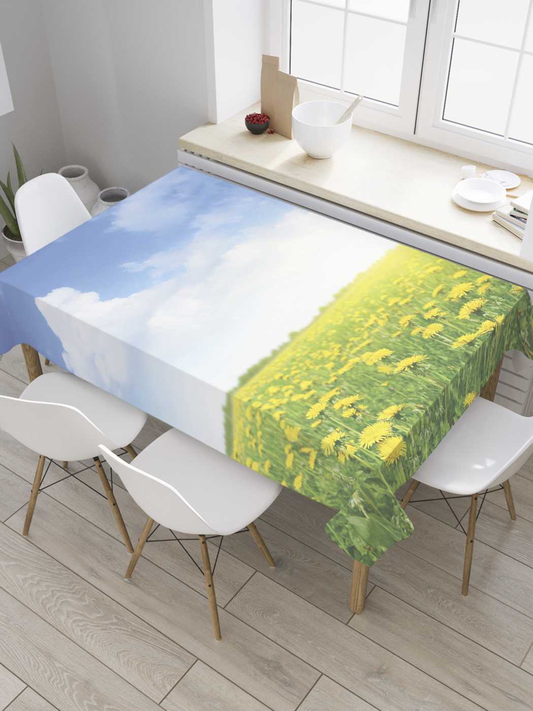 

Скатерть прямоугольная JoyArty "Одуванчики" из оксфорда, 180x145 см, Зеленый, Одуванчики
