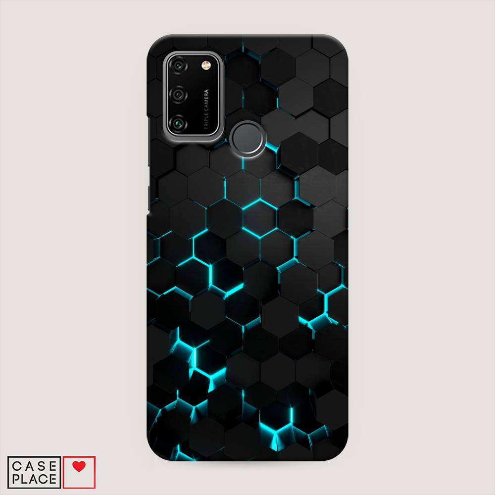 фото Чехол awog "соты бирюзовые" для honor 9a
