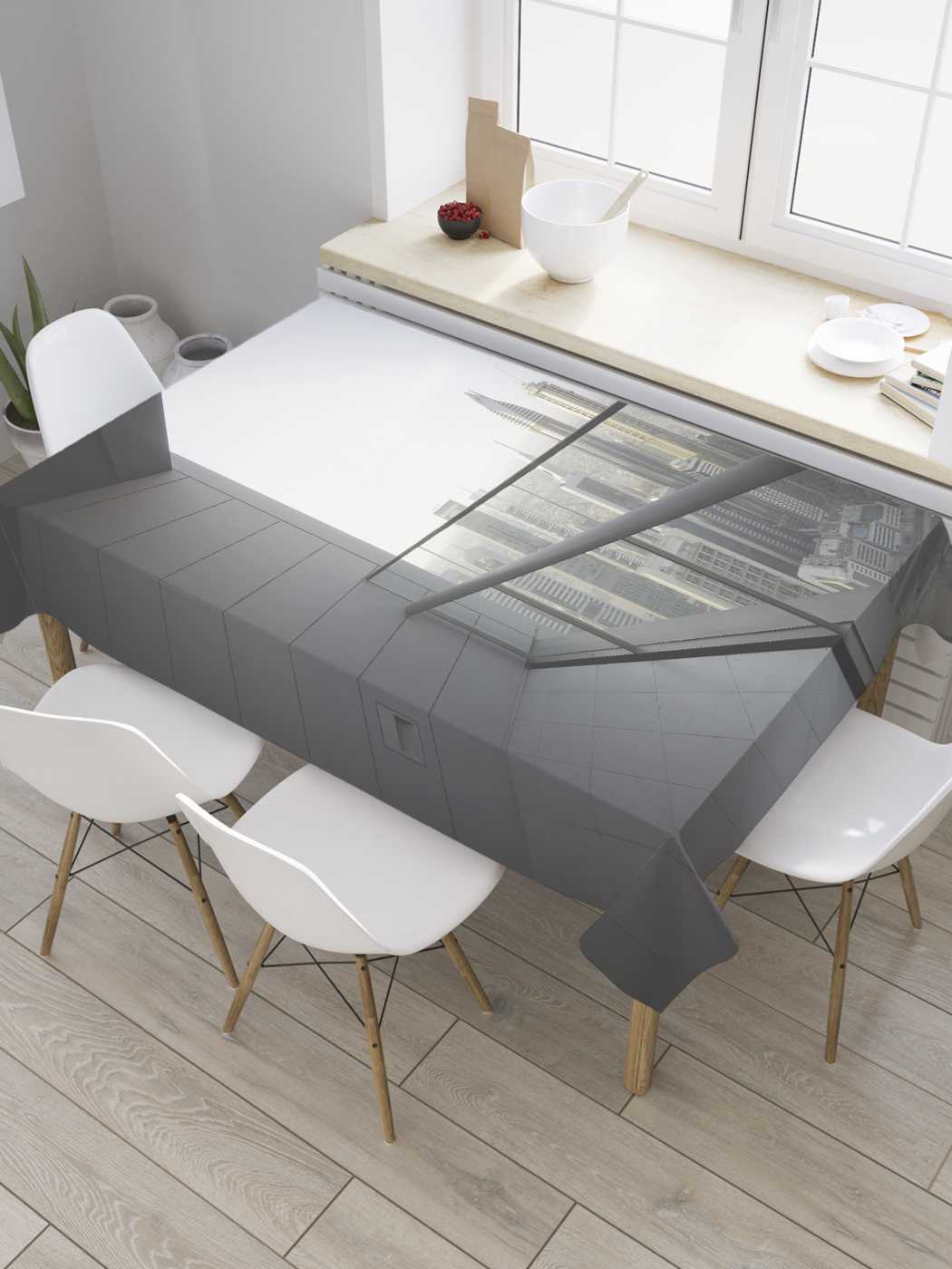 

Скатерть прямоугольная JoyArty "Вид на мегаполис" из оксфорда, 180x145 см, Серый, Вид на мегаполис