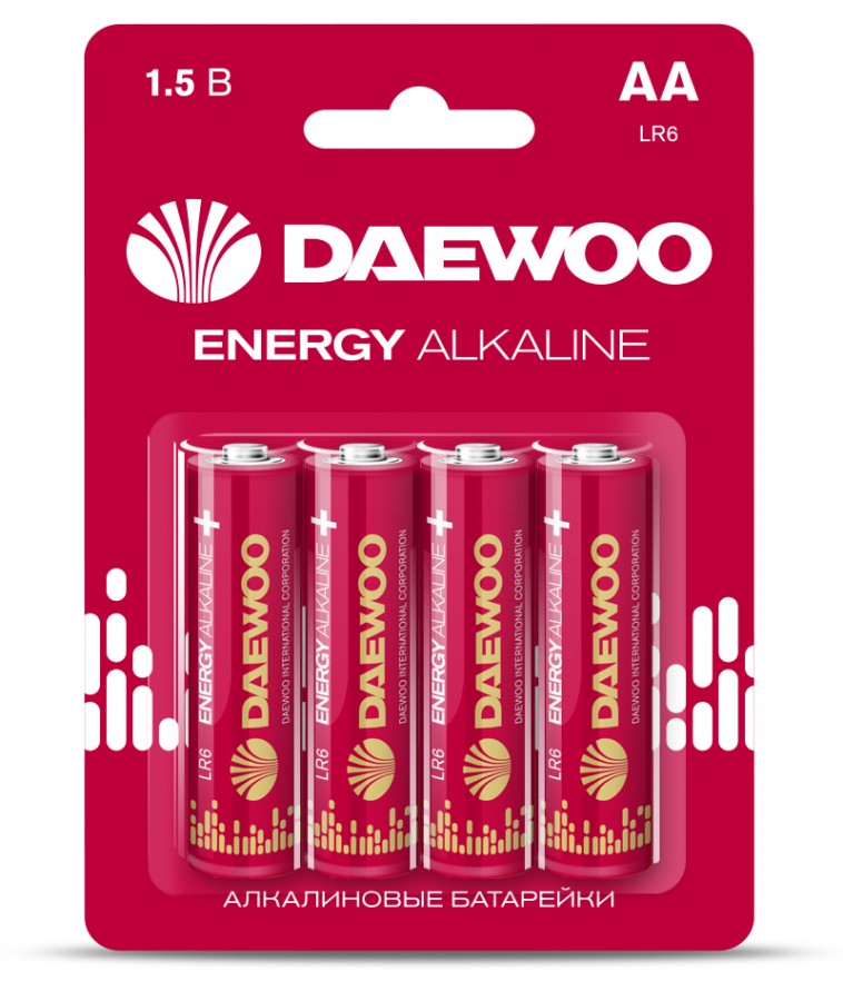 Элемент питания Daewoo Energy Alkaline LR6/316 BL4, комплект 12 батареек (3 упак. х 4шт.)