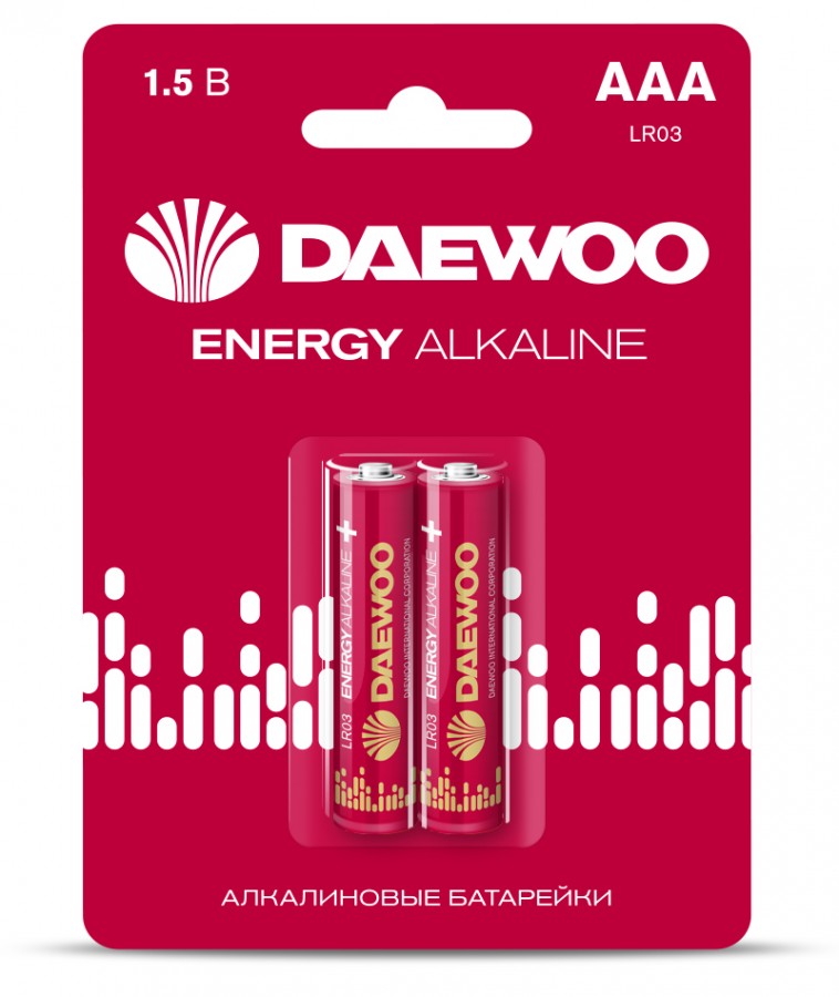 Элемент питания Daewoo Energy Alkaline LR03/286 BL2, комплект 10 батареек (5 упак. х 2шт.)