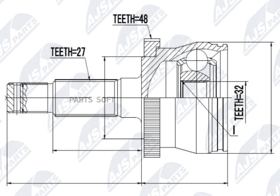 

Шрус Наружный Jeep Cherokee 97-01, Grand Cherokee 99- /+Abs=48t/ NTY арт. NPZ-CH-009
