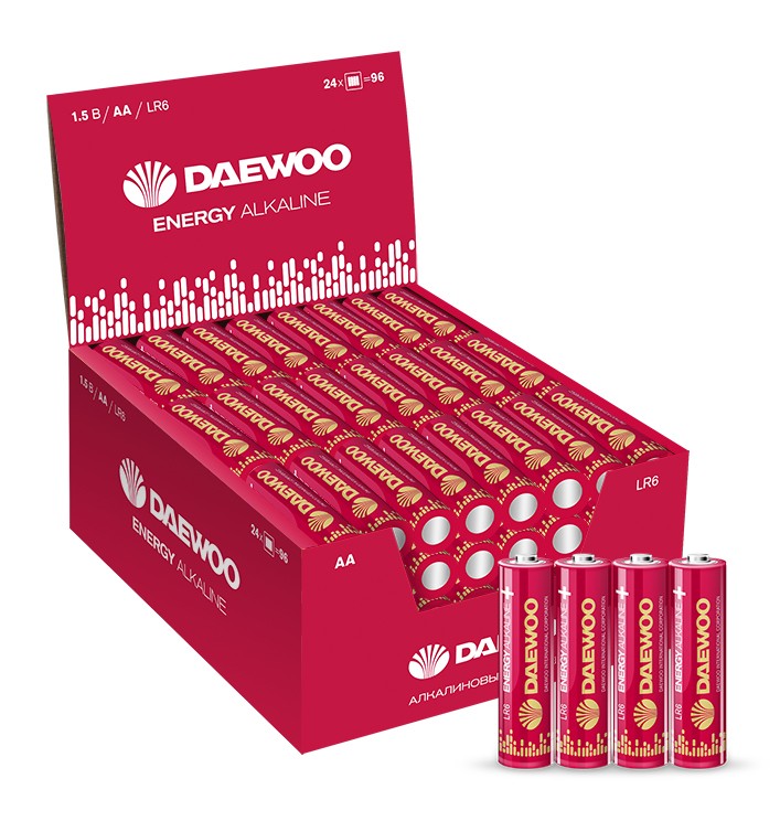 Элемент питания Daewoo Energy Alkaline LR6/316 4S, комплект 12 батареек (3 упак. х 4шт.)