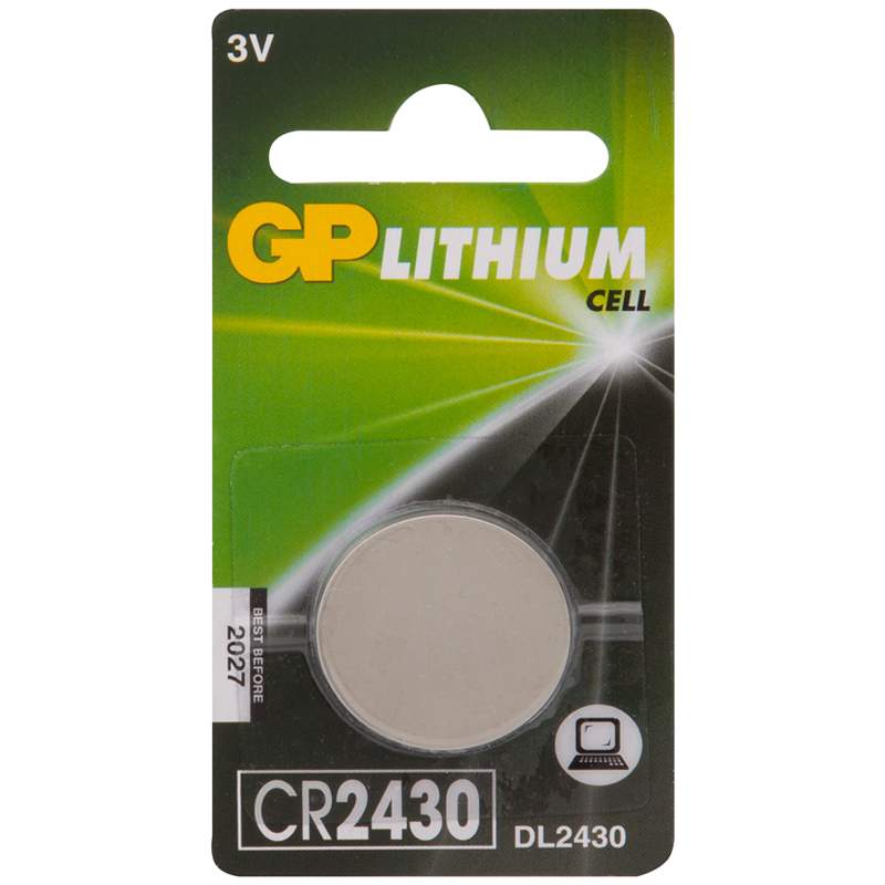 Батарейка GP CR2430 (DL2430) литиевая, BC1, комплект 2 шт. батарейка perfeo литий cr2430 5 шт блистер 30 007 018