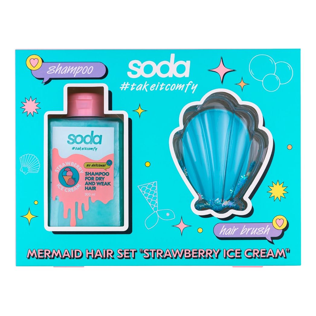 Набор для волос Soda Me-Time Mermaid Strawberry Ice cream takeitcomfy для женщин 2 шт