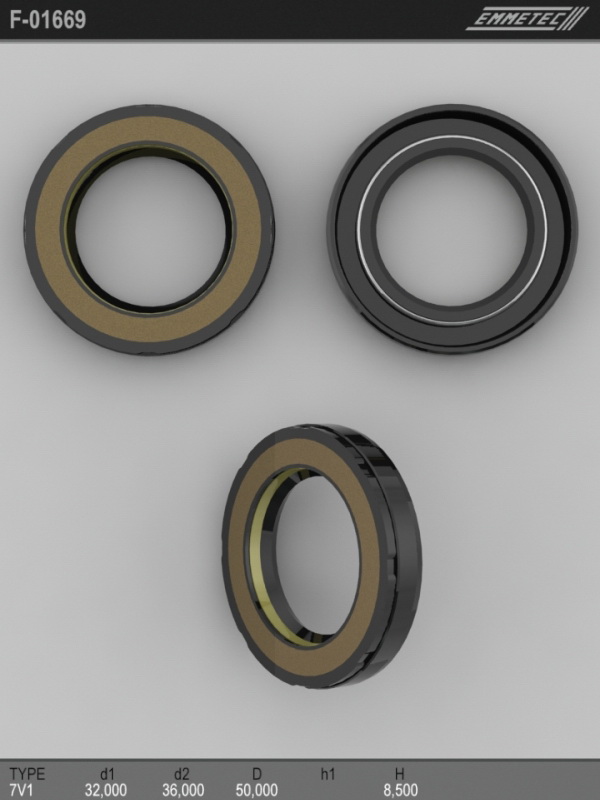 

Сальник рулевой рейки EMMETEC 32x50x8.5 (7V1) F-01669, F-01669, F01669