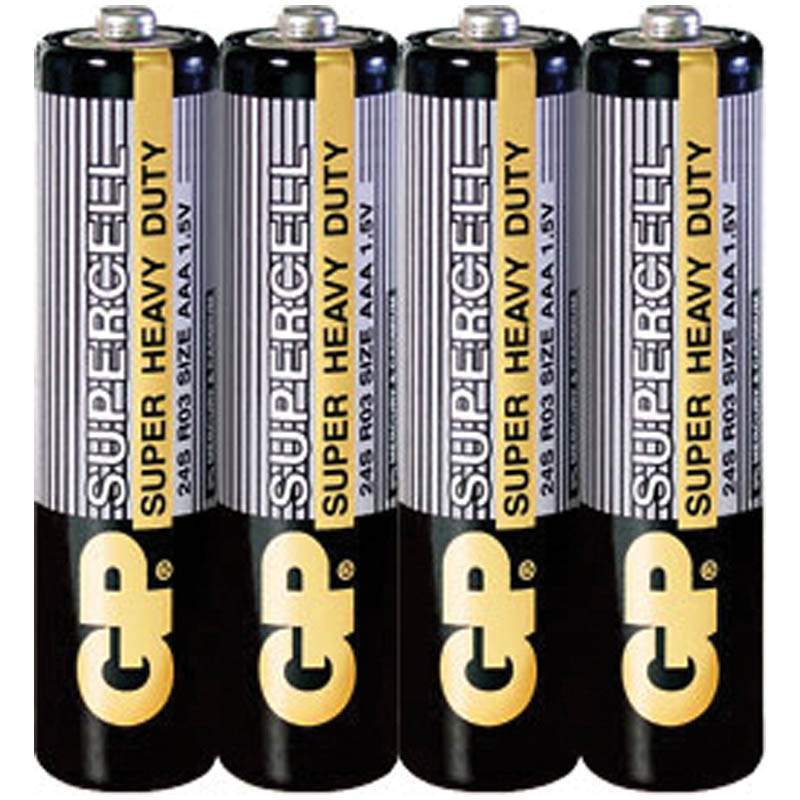 Батарейка GP Supercell AAA (R03) 24S солевая, OS4, комплект 24 батарейки (6 упак. х 4шт.)