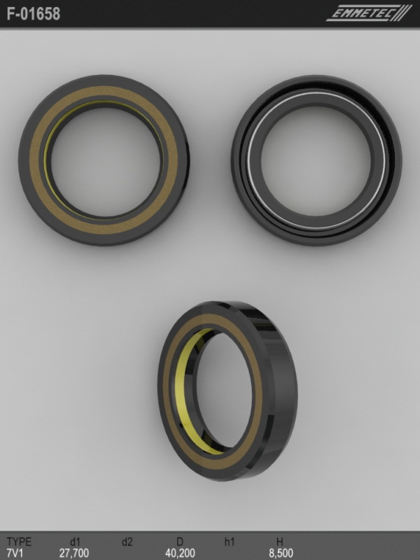 

Сальник рулевой рейки EMMETEC 27.7x40.2x8.5 (7V1) F-01658, F-01658, F01658
