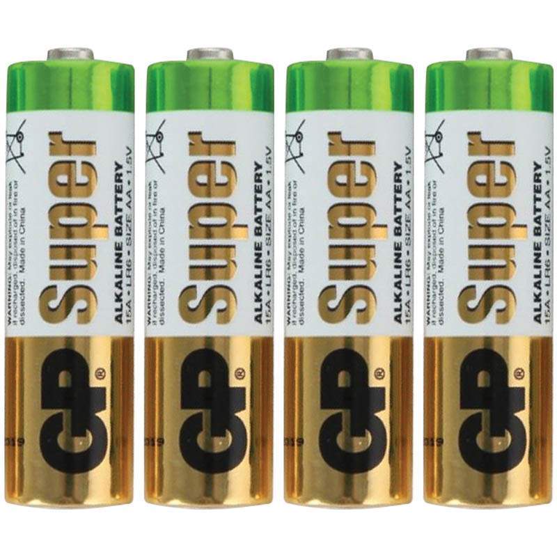 Батарейка GP Super AA (LR06) 15A алкалиновая, SB4, комплект 16 батареек (4 упак. х 4шт.) батарейка gp ultra aa lr06 15au алкалиновая bc4 комплект 12 батареек 3 упак х 4шт