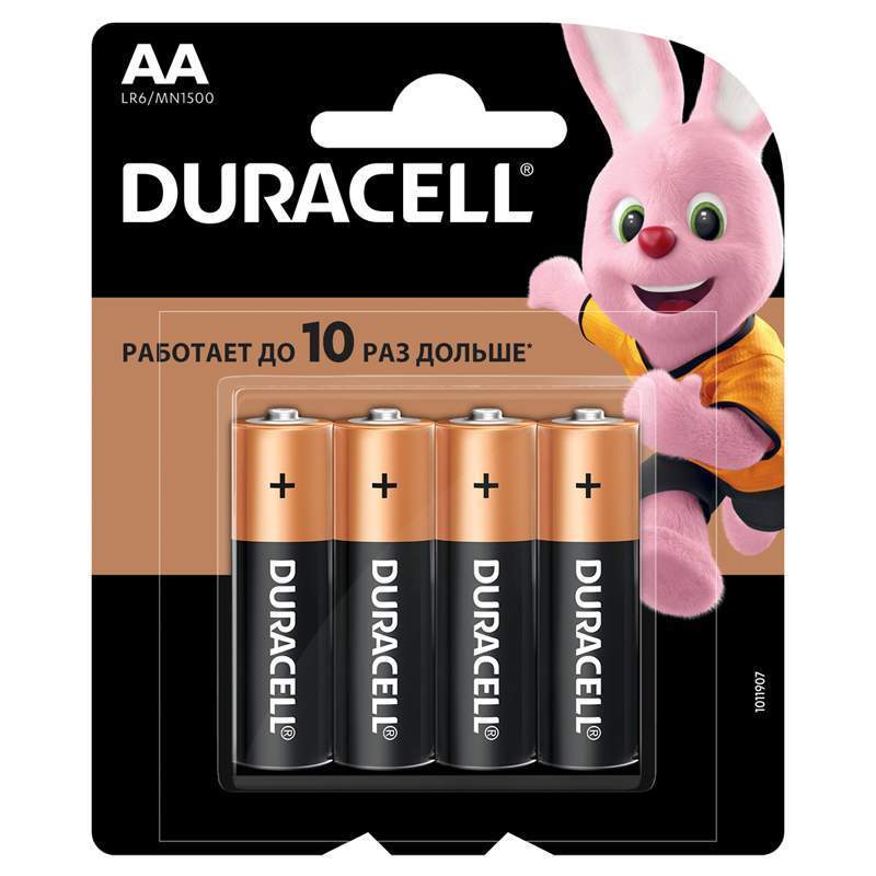 Батарейка Duracell Basic AA (LR06) алкалиновая, 4BL, комплект 8 батареек (2 упак. х 4шт.)