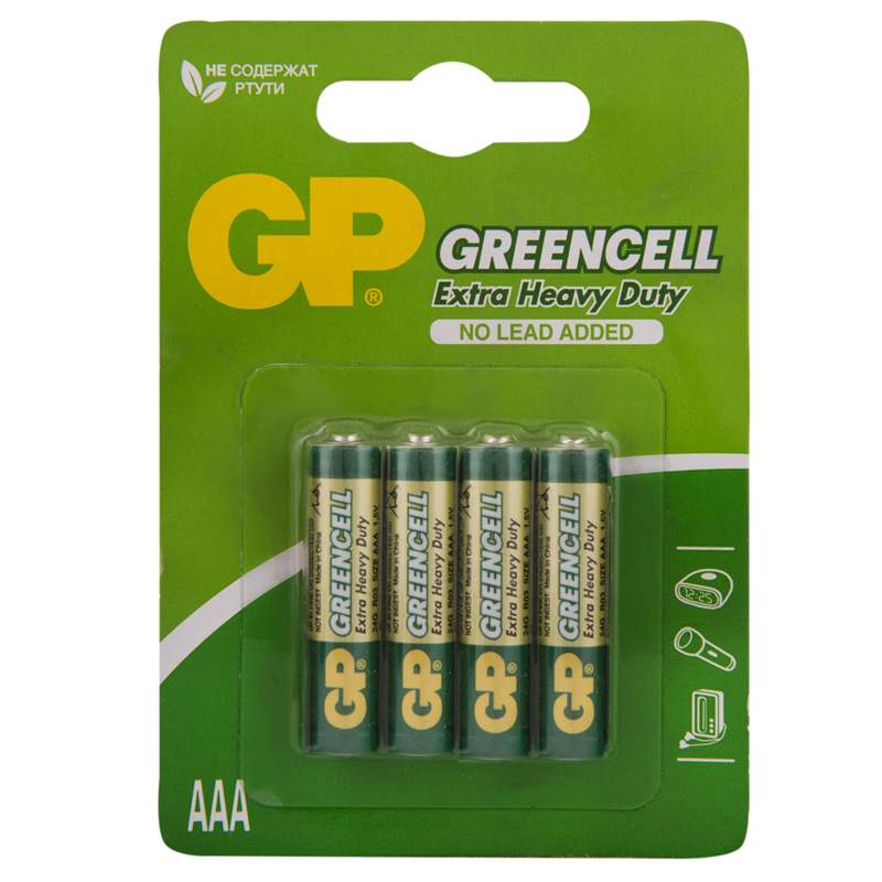 Батарейка GP Greencell AAA (R03) 24S солевая, BL4, комплект 16 батареек (4 упак. х 4шт.)