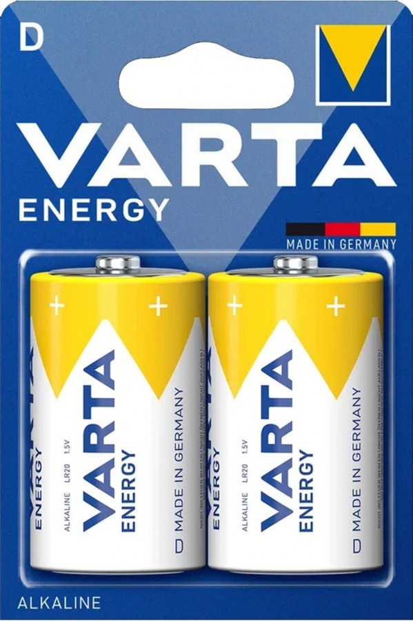 Батарейки Varta 4120.229.412 Energy LR20/373 BL2, комплект 2 батарейки (1 упак. х 2шт.)