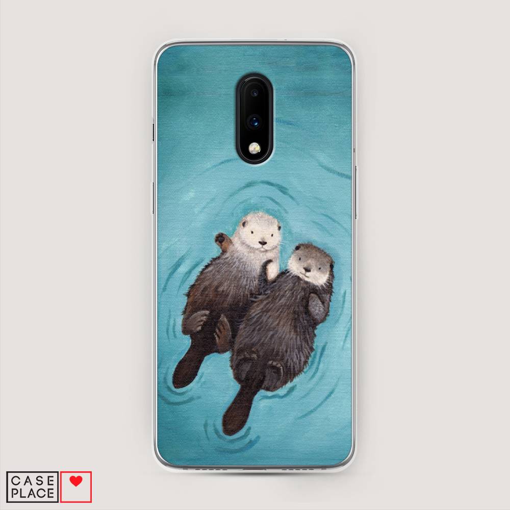

Чехол Awog на OnePlus 7 / ВанПлас 7 "Парочка бобров", Голубой, 150750-10