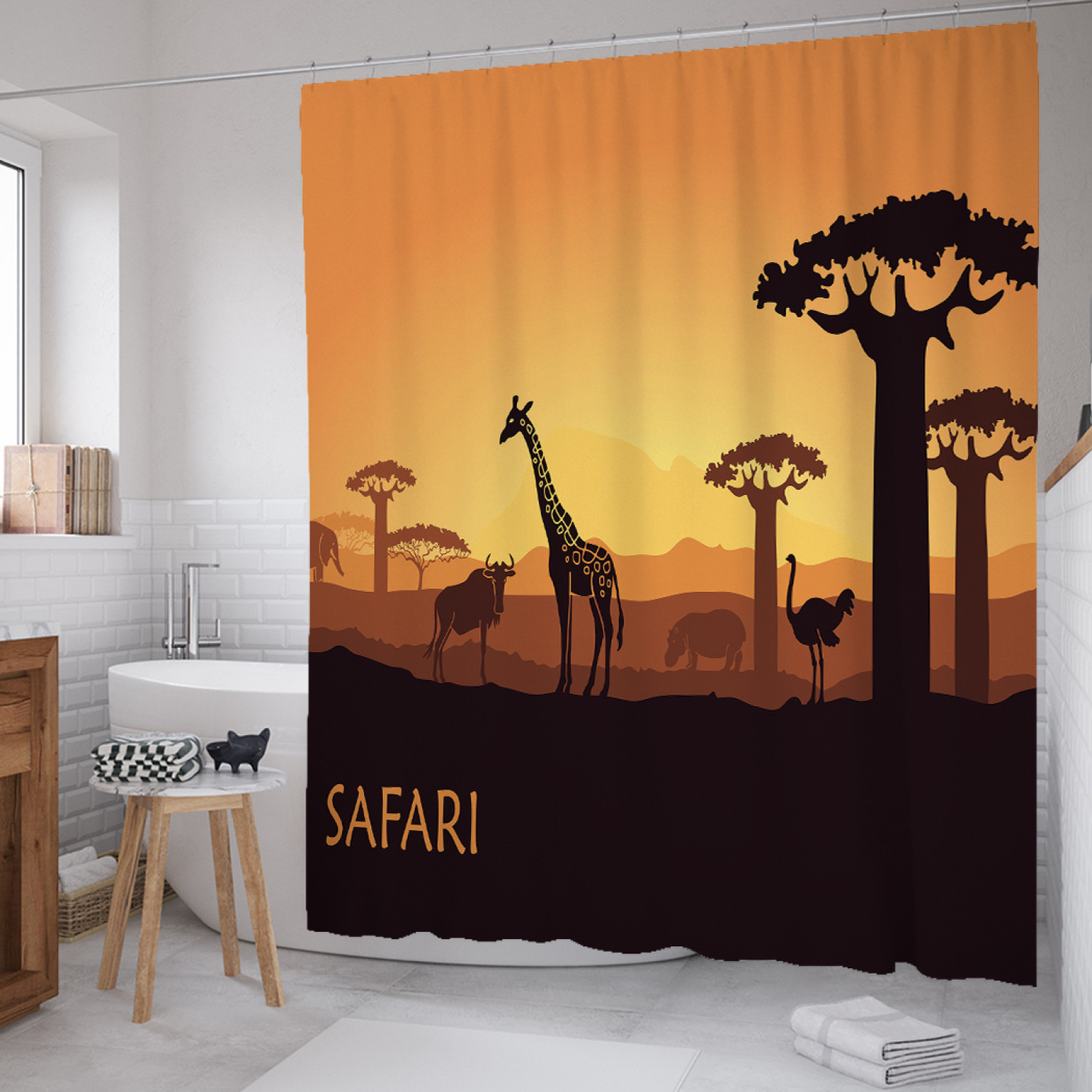 

Штора для ванной JoyArty "Закат в саванне" из сатена, 180х200 см с крючками, Оранжевый, Закат в саванне