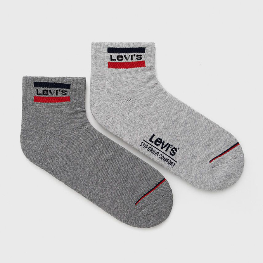 

Комплект носков мужских Levi's Mid Cut Sprtwr Logo 2P серых 43-46, Mid Cut Sprtwr Logo 2P
